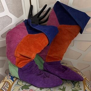 Colorful Vintage Colorblock Women's Boots